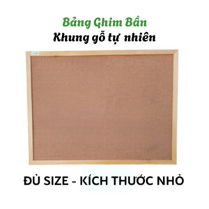 Bảng ghim bần KHUNG GỖ TỰ NHIÊN kích thước nhỏ - tặng kèm hộp 35 cái ghim