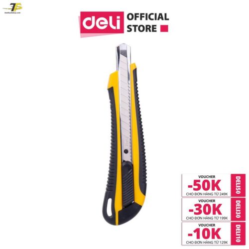 Dao rọc giấy Deli loại 13 lưỡi tách rời, Vàng – 1 cái E2039