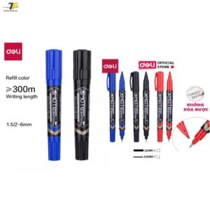 Bút lông dầu /bút dạ kính 2 đầu Mate, Không xóa được - Deli U10420 - U10430 - U10440/ S555 ( u72 ) - Combo 3 cây