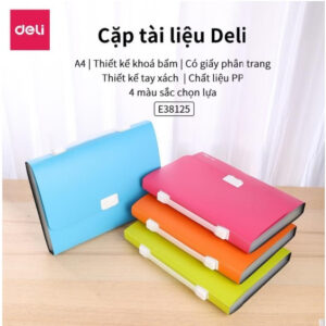 Cặp tài liệu 6 ngăn cao cấp có khóa bấm Deli 38125 (E38125)