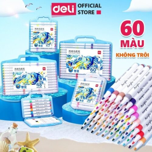 Bút sơn Acrylic Marker 24 màu Deli HM108 (mã mới EC189) – Chống nước vẽ trên mọi chất liệu