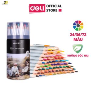 Bút chì màu cao cấp dạng cốc - 24 màu/36 màu/48màu/72 màu - Deli 68100/68101/68102/68114