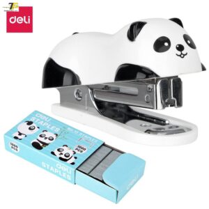 Dập ghim / Bấm kim mini hình Panda, 12 trang kèm 1000 chiếc ghim – Deli 453 (E0453)