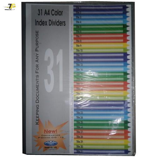 Bìa phân trang nhựa tùy chọn từ 10 cho đến 31 số màu / 24 chữ cái.
