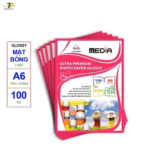 Giấy in ảnh 1 mặt bóng A5 / A6 - 230gsm ( 100 tờ )