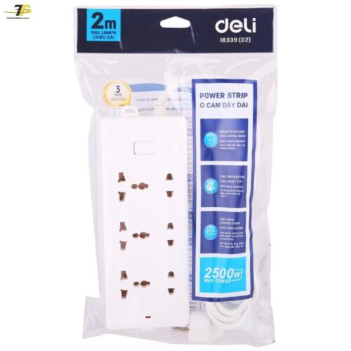 Ổ cắm điện Deli – dây 2m/3m/5m – E18339-02 / E18339-03 / E18339-05