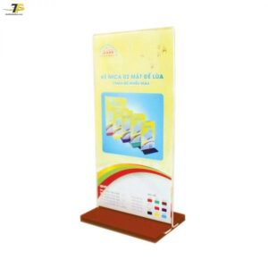 Kệ mica 2 mặt A5 đứng E07 / E07-U đế lùa, kích thước 15x21 cm