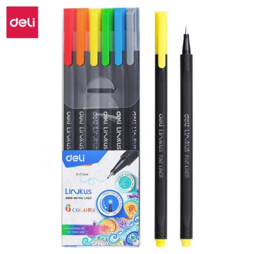 Bút đi nét Deli – Ngòi bọc kim loại 0.45mm – Mực có thể rửa được – EQ900