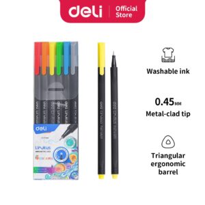 Bút đi nét Deli – Ngòi bọc kim loại 0.45mm – Mực có thể rửa được – EQ900