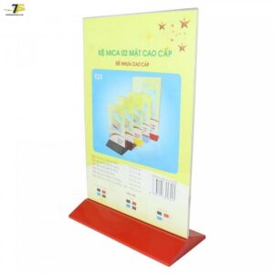 Kệ mica 2 mặt đứng đế nhựa màu, E18 / E19 / E20 / E21 / E22 / E23