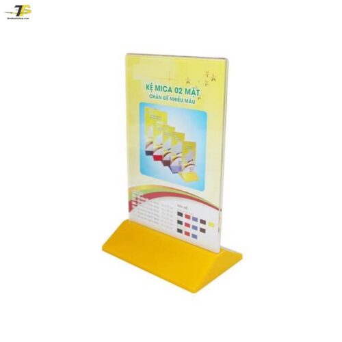 Kệ mica 2 mặt đứng đế nhựa màu, E18 / E19 / E20 / E21 / E22 / E23